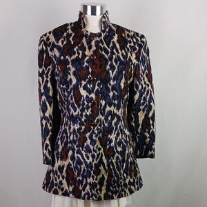 Louis Feraud Multicolor Animal Print Hi Neck Jacket